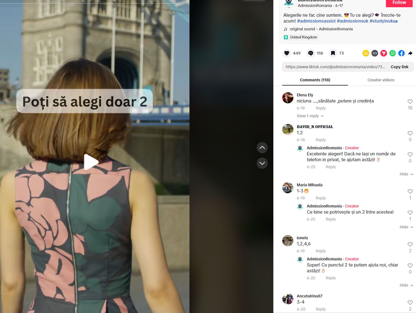 The team answering every comment in Romanian: engagement handled like sales.