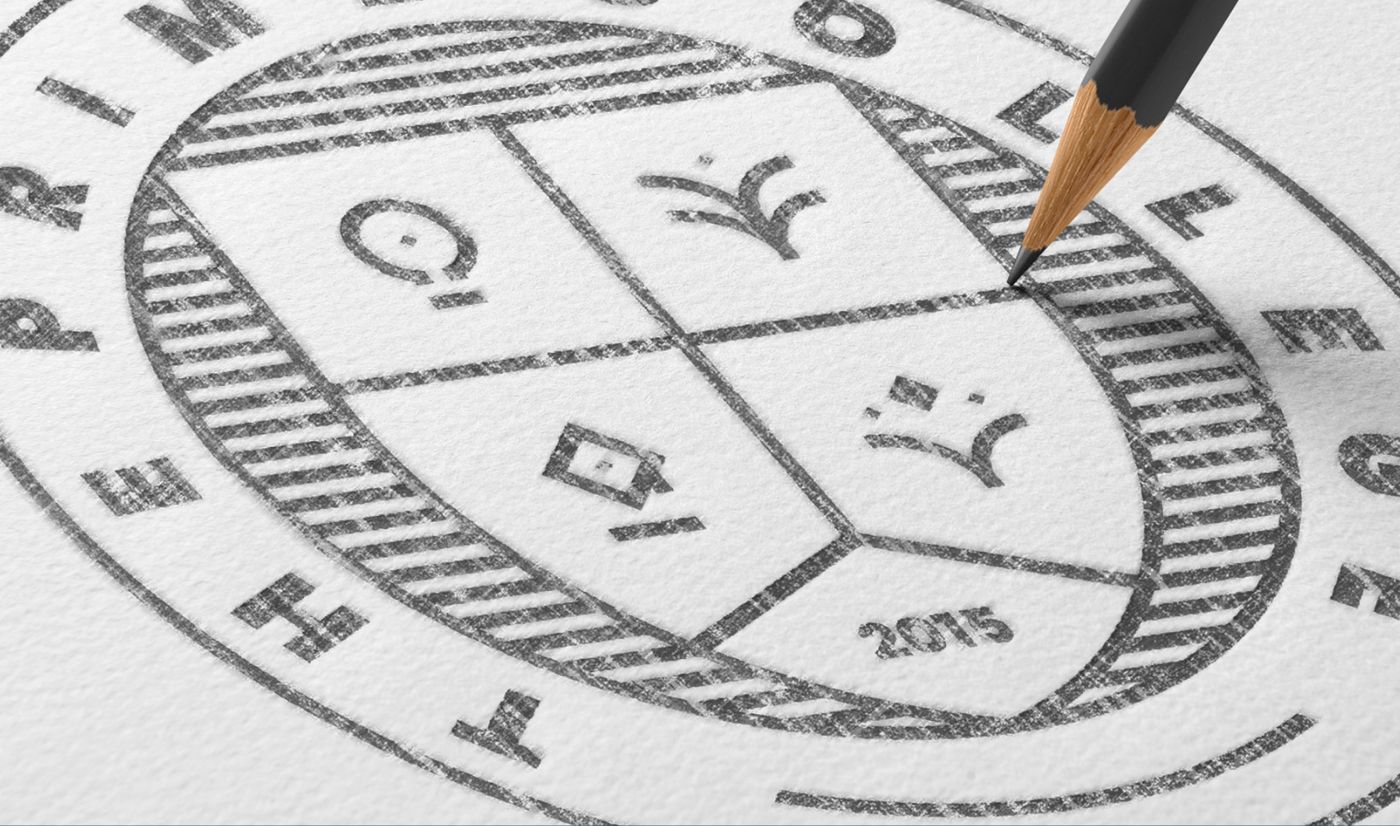 The seal started on paper: pencil sketch of the new emblem.