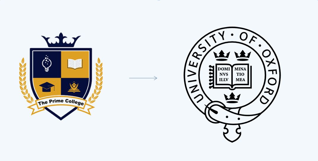 The old logo next to the University of Oxford emblem we used as inspiration.