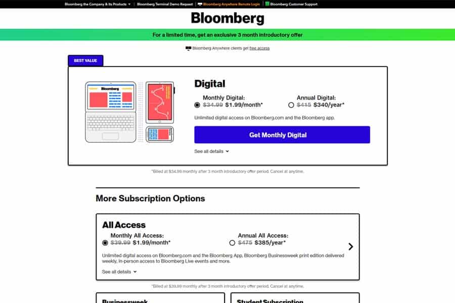 Bloomberg Website
